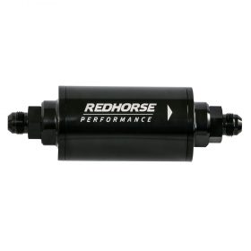 6" Cylindrical In-Line Race Fuel Filter 08 AN - Black